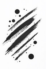 Wall Mural - black brush paint strokes, ink grungy decoration elements isolated on white background