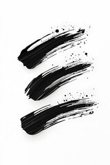 Wall Mural - black brush paint strokes, ink grungy decoration elements isolated on white background