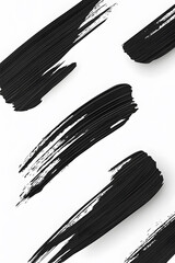 Wall Mural - black brush paint strokes, ink grungy decoration elements isolated on white background