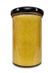 Wall Mural - Mustard spicy sauce in glass jar cut out