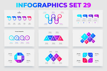 Poster - Modern set of infographics featuring process and diagram templates for business strategies, workflow visuals, and professional projects