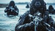 © jechm - Navy seal team attacking from water with rifles