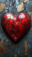 Wall Mural - Vivid Red Heart With Glossy Finish high resolution hd picture