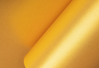 Aufkleber - Golden saffron paper background with a pearlescent, glossy texture and shimmering folds. Radiant honey tones and reflective highlights
