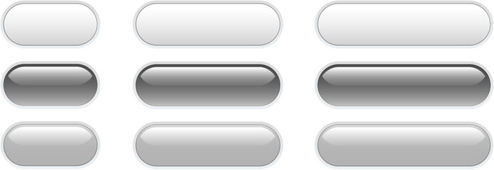 Fototapete - Buttons white, gray isolated, interesting navigation panel for website.