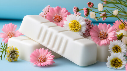 Canvas Print -  nature-inspired white chocolate bars with edible flowers