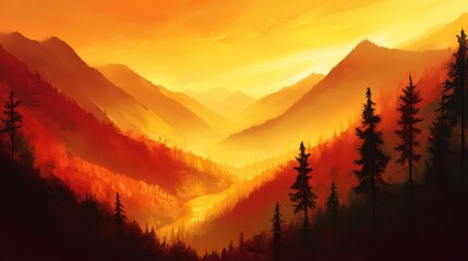 Wall Mural - Vast Canyon at Sunset with Deepening Shadows in Scenic Landscape