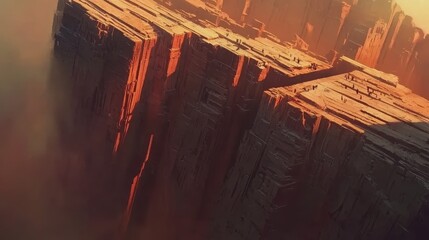 Wall Mural - Vast Canyon at Sunset with Deepening Shadows Over Cliffs