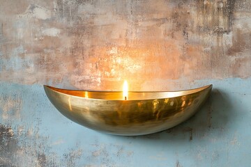 Wall Mural - Golden Wall Candle Holder - Modern Decorative Accent