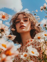 Canvas Print - Woman in Flower Field