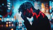 © Stockfish - A silhouette of a person in distress, overlaid with financial graphs and city lights.