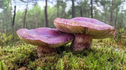 Canvas Print - Purple Mushrooms in Forest