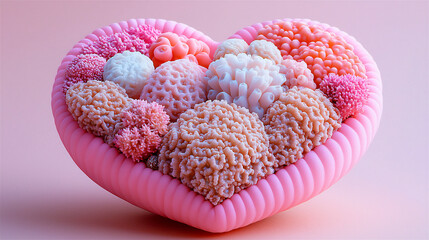 Sticker -  pastel heart-shaped coral decor