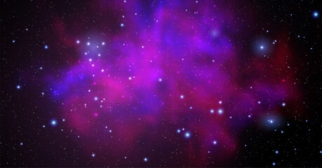 Wall Mural - Space vector background with realistic nebula and shining stars. Magic colorful galaxy with stardust