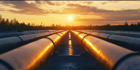 Poster - Sunset Behind Pipes