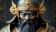 © Denis - Intricate Xiongnu warrior helmet background with battle-worn and regal design