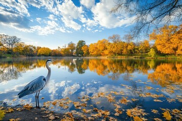 Wall Mural - Bird on Lake Shore