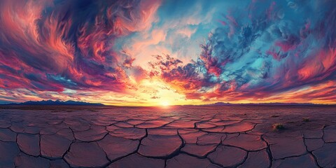 Sticker - Sunset Over Barren Landscape