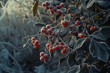 Poster - Red Berries Hanging from Tree,