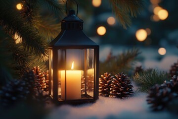 Wall Mural - snowy ground with candle