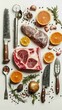 © Kitta Studio - Artistic Display of Raw Meat Cuts with Ingredients and Tools