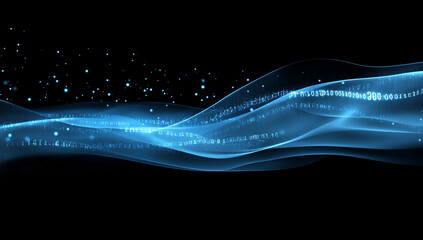 Blue binary data cyberspace background