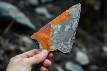 Canvas Print - Hand holding rusty painted rock