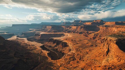 Wall Mural - Dramatic High Angle Shot of Rugged Landscape under Dynamic Sky