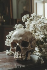 Sticker - Skull on Wooden Table