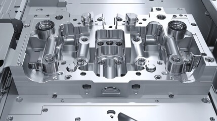 Poster - Cross section of metal mold showing the complexity of the tooling design