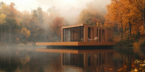 Sticker - Floating House on Lake