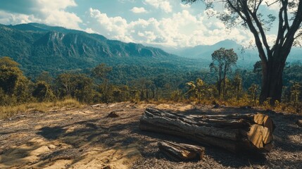 Wall Mural - Log Sitting on Dirt Field