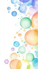 Wall Mural - whimsical bubbles: a vibrant, watercolor-style artwork features an array of colorful bubbles, evokin