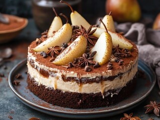 Wall Mural - Cake with Pears on Top