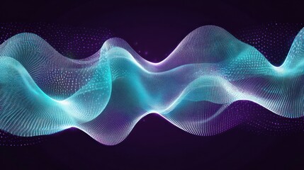 Wall Mural - abstract digital waveform with particle flow in teal and purple hue