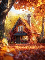 Canvas Print - Surrounded House with Leaves