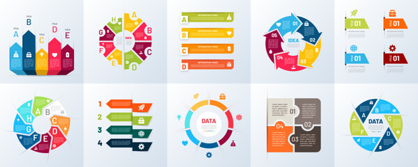 Poster - Business diagram. Graph chart, health medical cycle or circle business presentation isolated colorful elements, growth collection. Minimal style design. Typographic collection. Vector concept