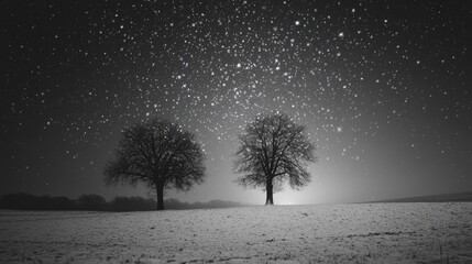 Wall Mural - trees on snowy field