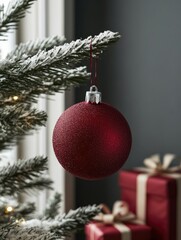 Canvas Print - Red Christmas Tree Ornament