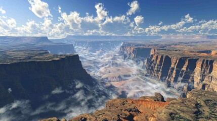 Wall Mural - Rocky Ridge with Deep Fissures Surrounded by Vast Open Landscapes