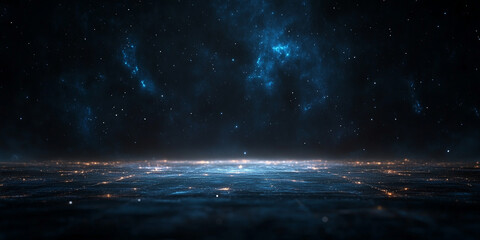 Wall Mural - A dark sky with a few stars and a city in the background