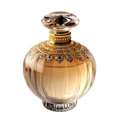 Luxurious Amber Perfume Bottle with Gold and Crystal Accents