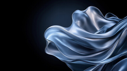 Wall Mural - A blue fabric with a wave pattern is shown in a black background