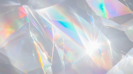 Light lens flare overlay. Photo of sun ray diffraction with scratch, dust and  leaks. Holographic effect background.
