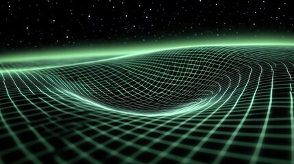 Abstract Green Gridded Surface Wave Landscape