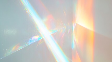 Light lens flare overlay. Photo of sun ray diffraction with scratch, dust and  leaks. Holographic effect background.