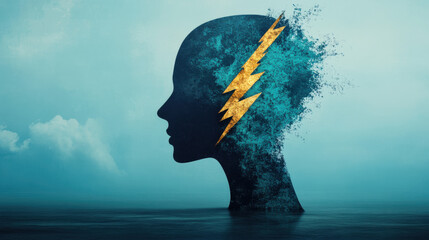 Poster - Two human, A digital image featuring a jagged lightning bolt design, high fidelity, and unique artistic elements.