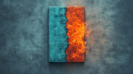 Poster - Two human, A digital artwork depicting a profile made of fire facing another made of water in high fidelity.