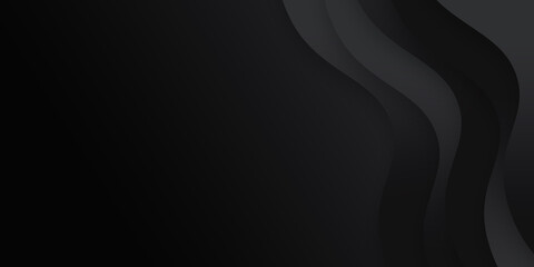 Wall Mural - black wave abstract business tech background. trendy dark black grey color of 2021 background. suit 