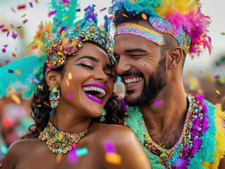 Wall Mural - Festive Smiles: Celebrating at a Fun Brazilian Carnival Party